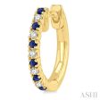 1 10 ctw Petite 1.35 MM Sapphire and Round Cut Diamond Precious Fashion Huggies in 10K Yellow Gold For Cheap