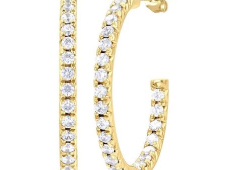 1 3 Ctw French Pave Set Round Cut Diamond Fashion Half Hoop Earring in 14K Yellow Gold Supply