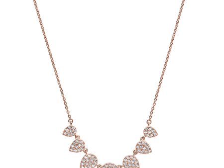 Rose Gold Platinum Finish Sterling Silver Micropave 7 Leaves Necklace with Simulated Diamonds on 16 -18  Adjustable Chain Fashion