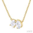 1 3 ctw Toi Et Moi Oval and Pear Cut Diamond Necklace in 14K Yellow Gold Cheap