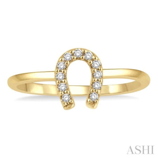 1 10 Ctw Horseshoe Charm Round Cut Diamond Petite Fashion Ring in 14K Yellow Gold For Cheap