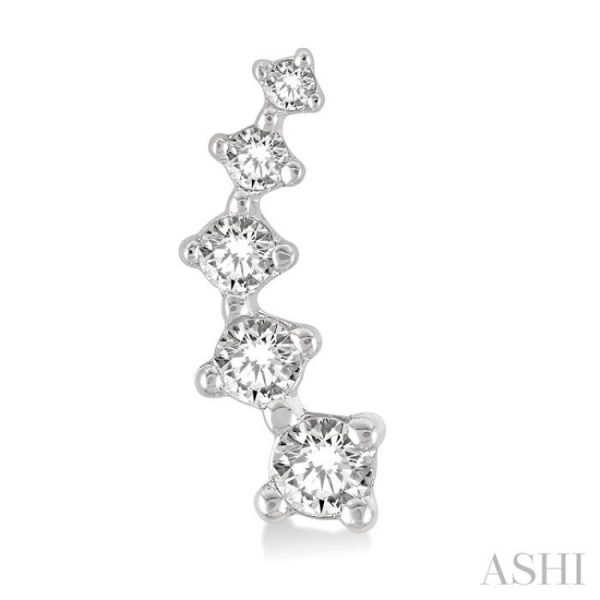 1 10 Ctw Round Cut Diamond Petite Fashion Climbers in 14K White Gold Online Sale