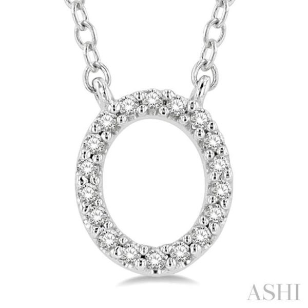 1 20 Ctw Initial  O  Round Cut Diamond Pendant With Chain in 14K White Gold Online Sale