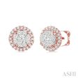 1 2 Ctw Lovebright Round Cut Diamond Earrings in 14K Rose and White Gold Fashion