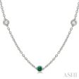 1 2 ctw Round Cut Diamond and 2.85MM Emerald Precious Station Necklace in 14K White Gold Cheap