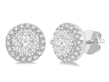 1 2 Ctw Lovebright Round Cut Diamond Stud Earrings in 14K White Gold Hot on Sale