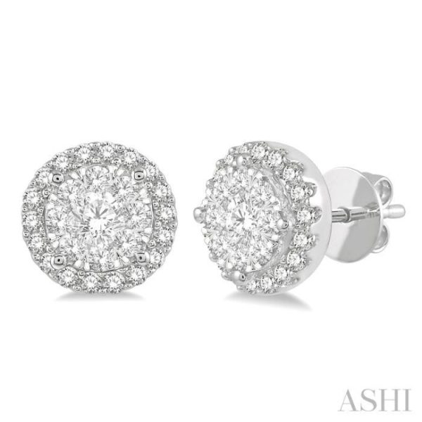 1 2 Ctw Lovebright Round Cut Diamond Stud Earrings in 14K White Gold Hot on Sale