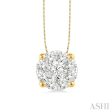 1 3 Ctw Lovebright Round Cut Diamond Pendant in 14K Yellow and White Gold with Chain For Discount