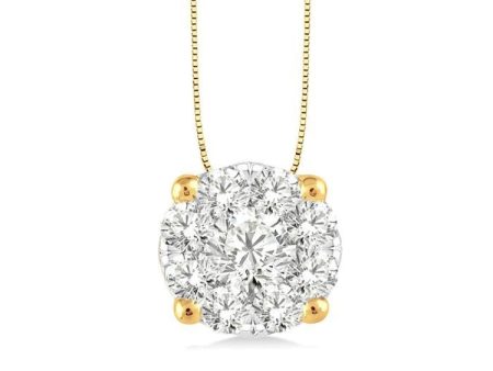 1 3 Ctw Lovebright Round Cut Diamond Pendant in 14K Yellow and White Gold with Chain For Discount