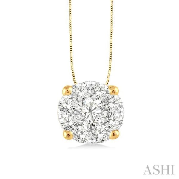 1 3 Ctw Lovebright Round Cut Diamond Pendant in 14K Yellow and White Gold with Chain For Discount