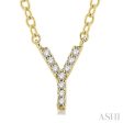 1 20 Ctw Initial  Y  Round Cut Diamond Pendant With Chain in 14K Yellow Gold Cheap