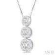 1 2 ctw Lovebright 3 stone Essential Round Cut Diamond Pendant with Chain in 14K White Gold Supply