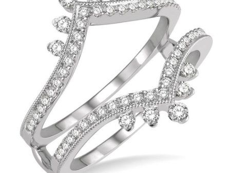 1 2 Ctw Pointed Arch Round Cut Diamond Insert Ring in 14K White Gold For Cheap