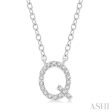 1 20 Ctw Initial  Q  Round Cut Diamond Pendant With Chain in 14K White Gold Online now