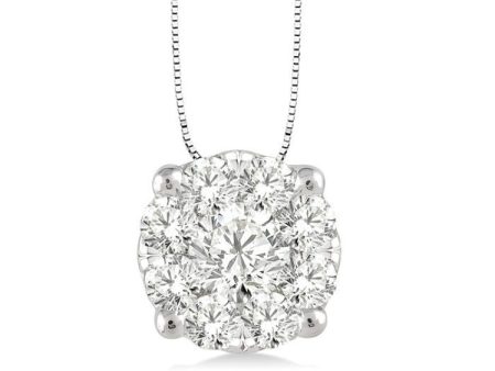 1 3 Ctw Lovebright Round Cut Diamond Pendant in 14K White Gold with Chain For Sale