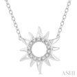 1 10 Ctw Sun Symbol Petite Round Cut Diamond Fashion Pendant With Chain in 10K White Gold Fashion