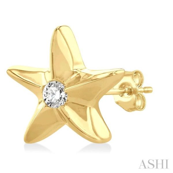 1 20 ctw Sealife Petite Starfish Round Cut Diamond Fashion Stud Earring in 10K Yellow Gold Online