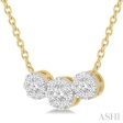 1 3 Ctw 3-Stone Lovebright Round Cut Diamond Necklace in 14K Yellow and White Gold Fashion