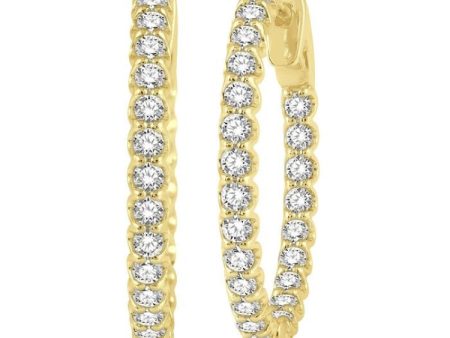 1 1 2 Ctw Inside-Out Round Cut Diamond Hoop Earrings in 14K Yellow Gold For Discount