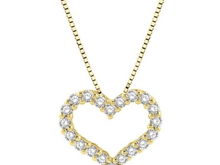 1 2 Ctw Heart Shape Round Cut Diamond Pendant With Chain in 14K Yellow Gold Fashion