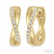 1 10 Ctw Split Intersecting Arms Round Cut Diamond Huggie Earrings in 10K Yellow Gold Discount