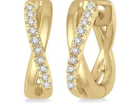 1 10 Ctw Split Intersecting Arms Round Cut Diamond Huggie Earrings in 10K Yellow Gold Discount