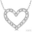 1 4 Ctw Heart Charm Baguette and Round Cut Diamond Necklace in 14K White Gold on Sale