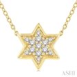 1 10 Ctw Star of David Petite Round Cut Diamond Fashion Pendant With Chain in 10K Yellow Gold on Sale