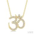 1 6 Ctw  OM  Symbol Petite Round Cut Diamond Fashion Pendant With Chain in 10K Yellow Gold Fashion