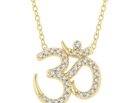 1 6 Ctw  OM  Symbol Petite Round Cut Diamond Fashion Pendant With Chain in 10K Yellow Gold Fashion