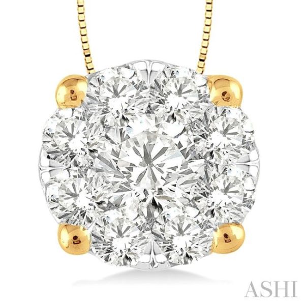 1 3 Ctw Lovebright Round Cut Diamond Pendant in 14K Yellow and White Gold with Chain For Discount