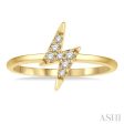 1 10 Ctw Lightning Bolt Round Cut Diamond Petite Fashion Ring in 14K Yellow Gold Supply