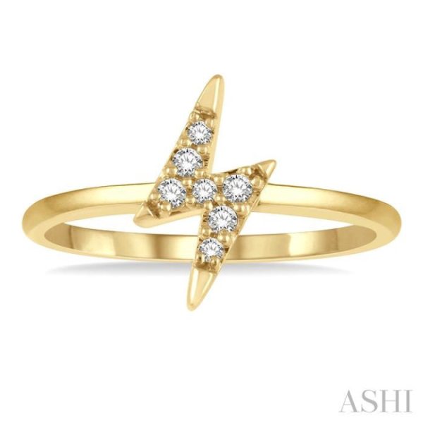 1 10 Ctw Lightning Bolt Round Cut Diamond Petite Fashion Ring in 14K Yellow Gold Supply