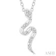 1 20 Ctw Snake Petite Round Cut Diamond Fashion Pendant With Chain in 10K White Gold For Sale