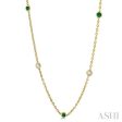 1 2 ctw Round Cut Diamond and 2.85MM Emerald Precious Station Necklace in 14K Yellow Gold Supply