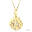 1 20 ctw Marine Life Petite Seashell Round Cut Diamond Fashion Pendant With Chain in 10K Yellow Gold Online