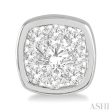 1 3 ctw Cushion Shape Round Cut Diamond Lovebright  Bezel Stud Earring in 14K White Gold Fashion