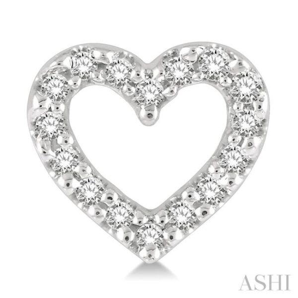 1 10 Ctw Heart Cutout Round Cut Diamond Petite Fashion Earring in 10K White Gold Online Hot Sale