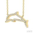 1 10 ctw Sealife Petite Dolphin Round Cut Diamond Fashion Pendant With Chain in 10K Yellow Gold Discount