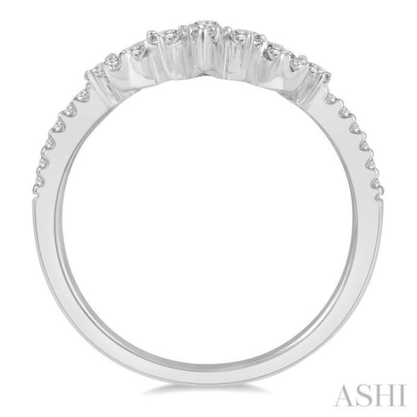 1 4 ctw Alternating Marquise and Circular Mount Round Cut Diamond Curved Wedding Band in 14K White Gold For Discount