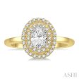 1 2 Ctw Twin Halo Round Cut Diamond Engagement Ring With 1 4 ct Oval Cut Center Stone in 14K Yellow and White Gold on Sale