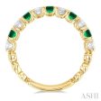 1 2 ctw Round Cut 2.85MM Emerald and Diamond Precious Wedding Band in 14K Yellow Gold Discount