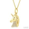 1 10 ctw Petite Unicorn Round Cut Diamond Fashion Pendant With Chain in 10K Yellow Gold For Discount