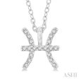 1 20 Ctw Pisces Round Cut Diamond Zodiac Pendant With Chain in 10K White Gold Hot on Sale