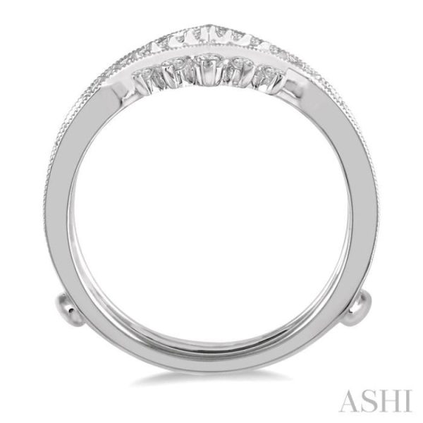 1 2 Ctw Pointed Arch Round Cut Diamond Insert Ring in 14K White Gold For Cheap