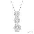 1 4 ctw Lovebright 3 stone Essential Round Cut Diamond Pendant with Chain in 14K White Gold Online