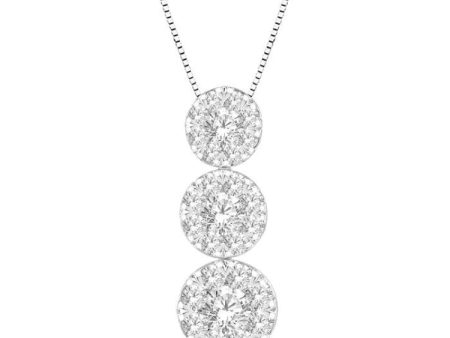 1 4 ctw Lovebright 3 stone Essential Round Cut Diamond Pendant with Chain in 14K White Gold Online