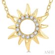 1 10 Ctw Sun Symbol Petite Round Cut Diamond Fashion Pendant With Chain in 10K Yellow Gold Online