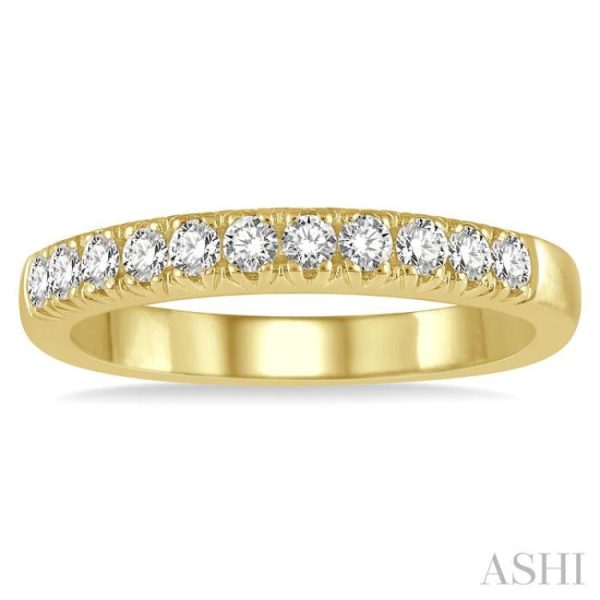 1 3 ctw 11 Stone Round Cut Diamond Wedding Band in 14K Yellow Gold Online Hot Sale