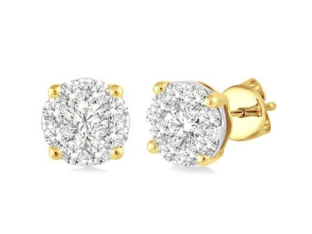 1 3 Ctw Lovebright Round Cut Diamond Stud Earrings in 14K Yellow and white Gold Online now